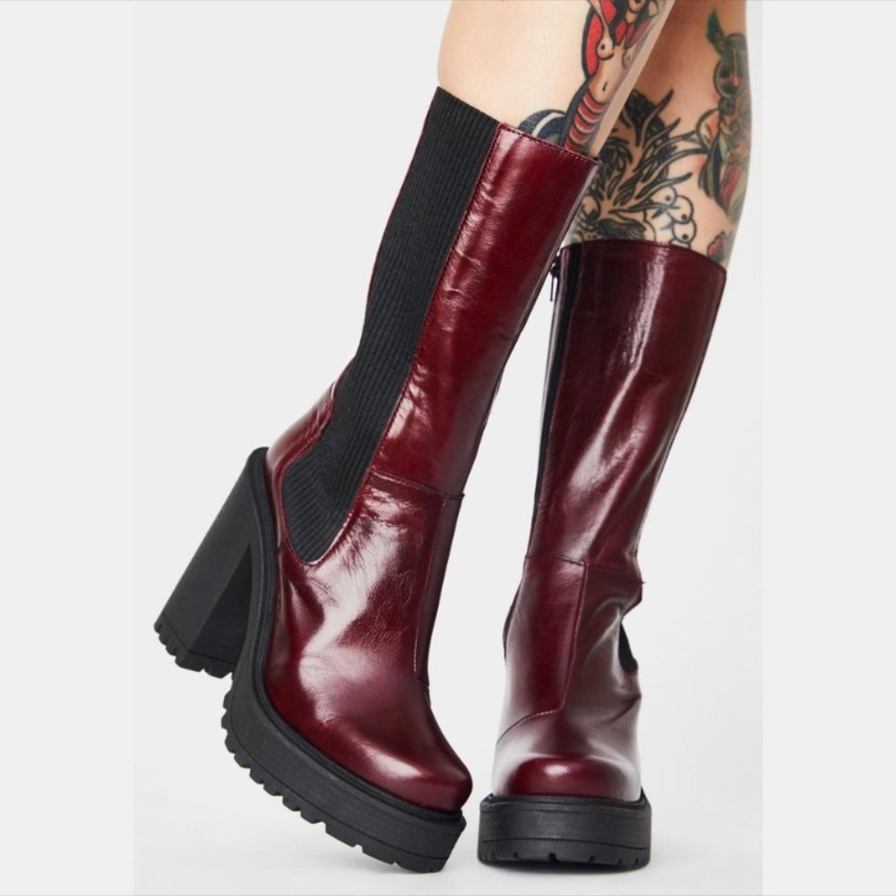 New Free People Tristan Chelsea Boot Wine Leather